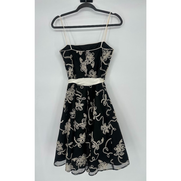 Masquerade Dress Black Cream Y2K Formal Prom Party Cocktail Ribbon Belt Size 7/8 - Picture 4 of 7